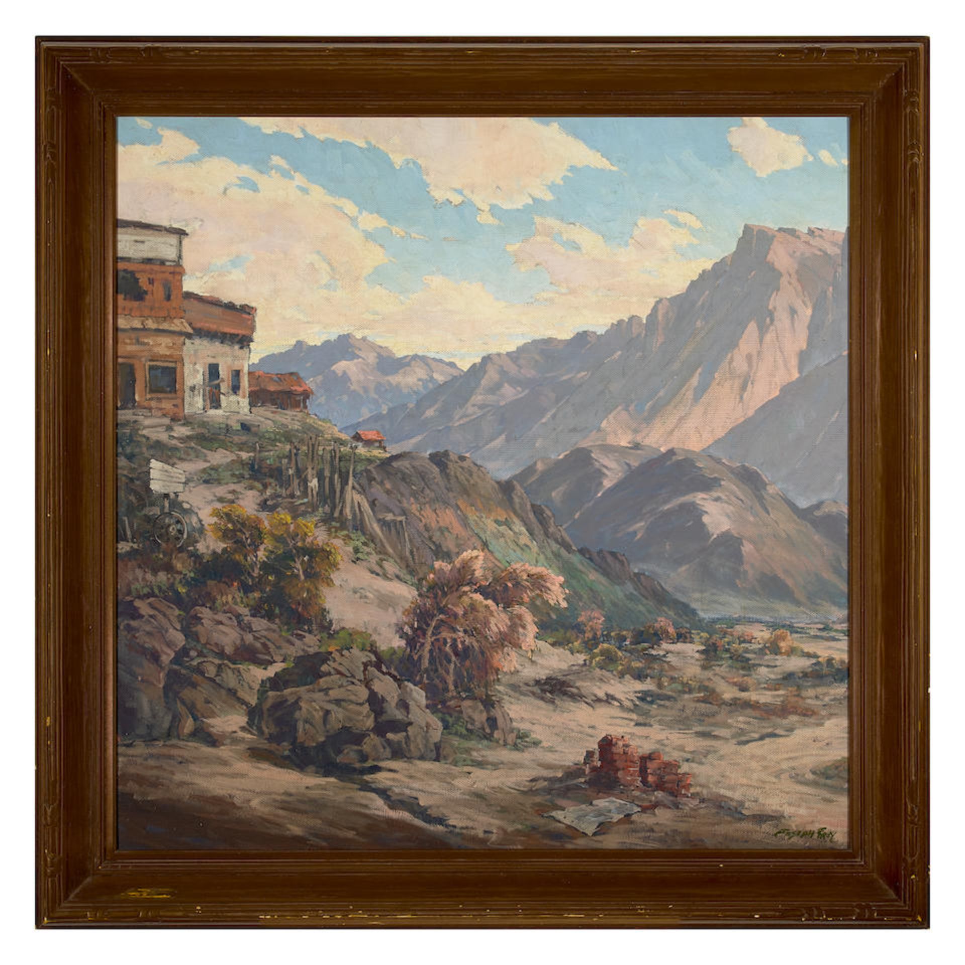 Joseph P. Frey (1892-1977) The Old Mining Town 36 x 36 in. framed 43 x 43 in. - Image 2 of 2