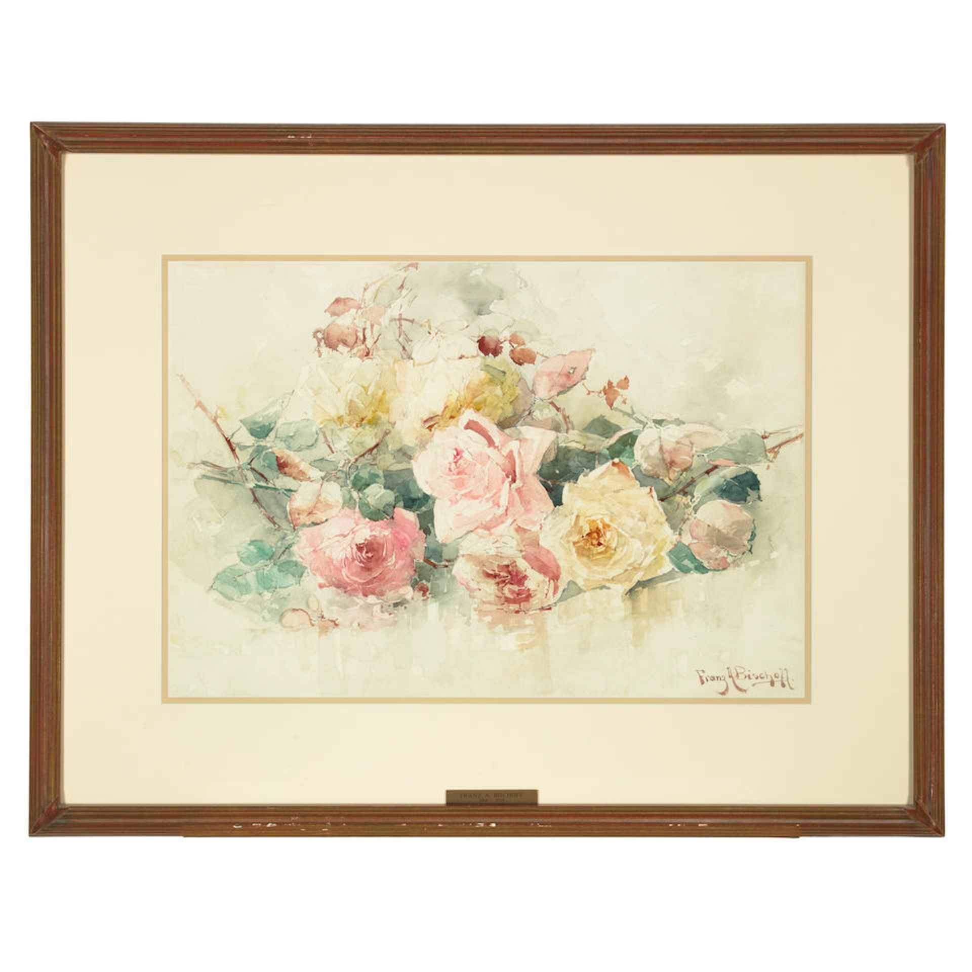 Franz Arthur Bischoff (1864-1929) Still Life with Roses sight 14 x 20 1/2 in. framed 23 x 29 1/... - Bild 2 aus 2