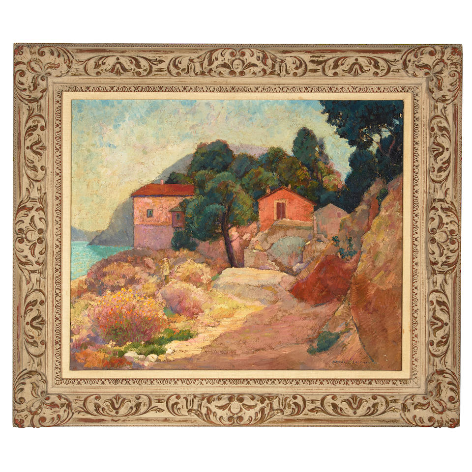 Harry B. Lachman (1886-1975) Les Maisons Roses (Eze, France) 23 1/2 x 28 1/2 in. framed 32 1/2 x... - Image 2 of 2