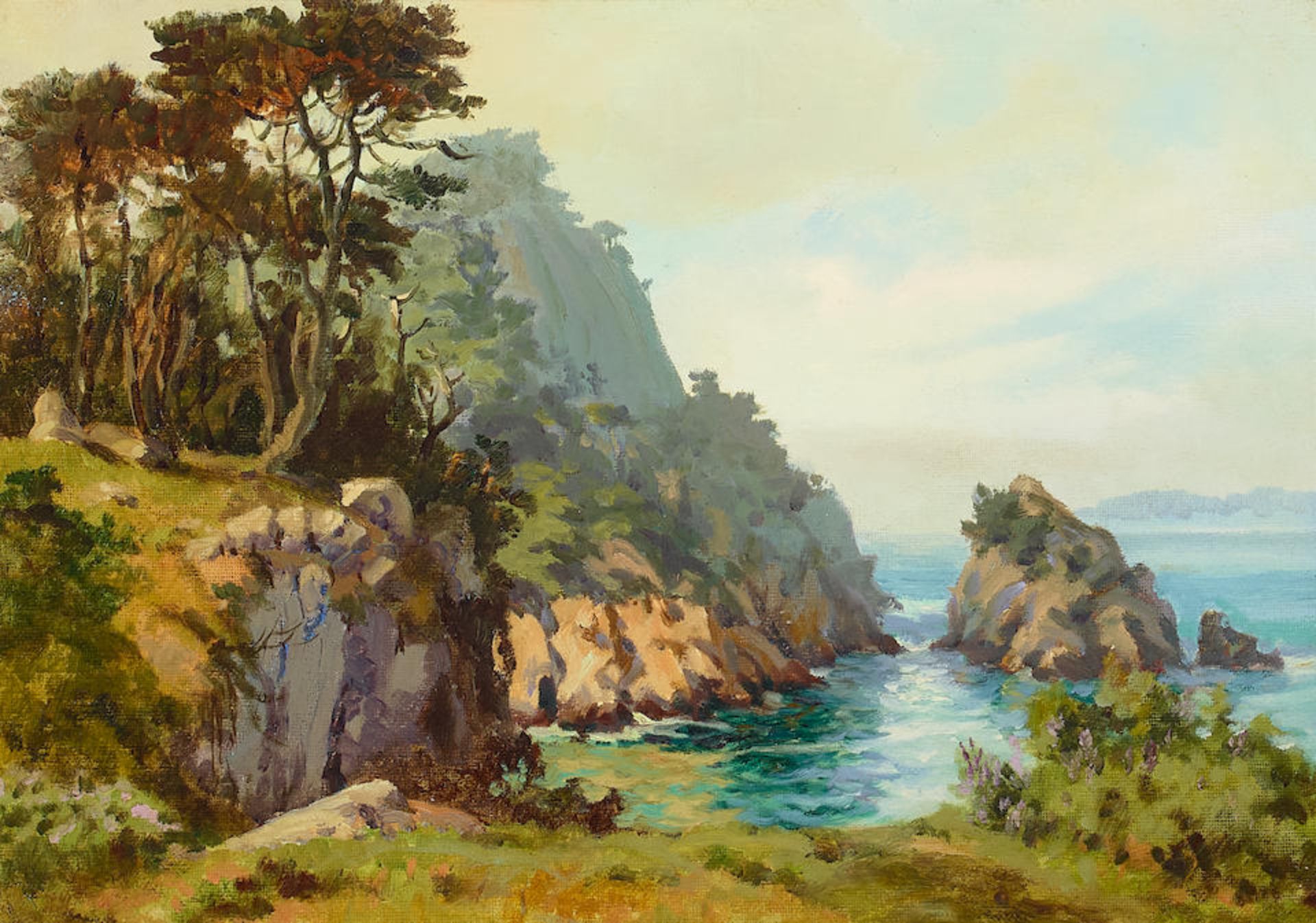 Albert Thomas DeRome (1885-1959) Big Dome (Point Lobos) 10 x 14 in. framed 16 x 20 in.