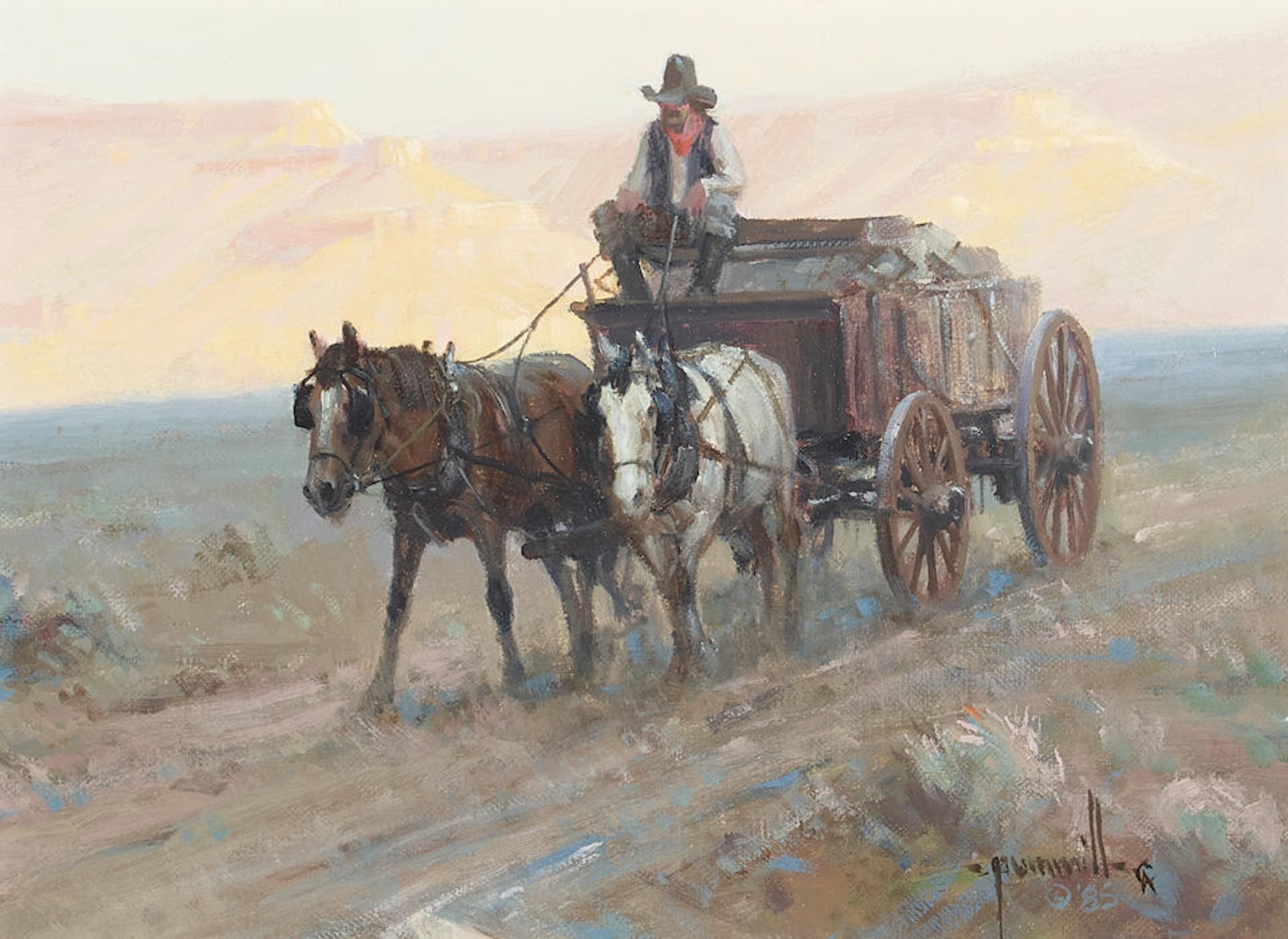 Robert Pummill (born 1936) Ranch Wagon 8 x 11 in. framed 15 x 17 3/4 in.