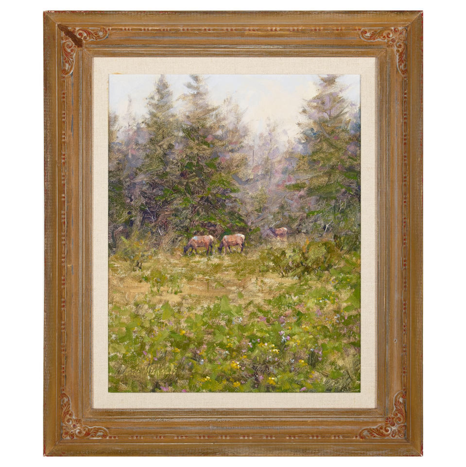 Eric Michaels (born 1948) Roosevelt Elk 20 x 16 in. framed 26 1/2 x 22 3/4 in. - Bild 2 aus 2