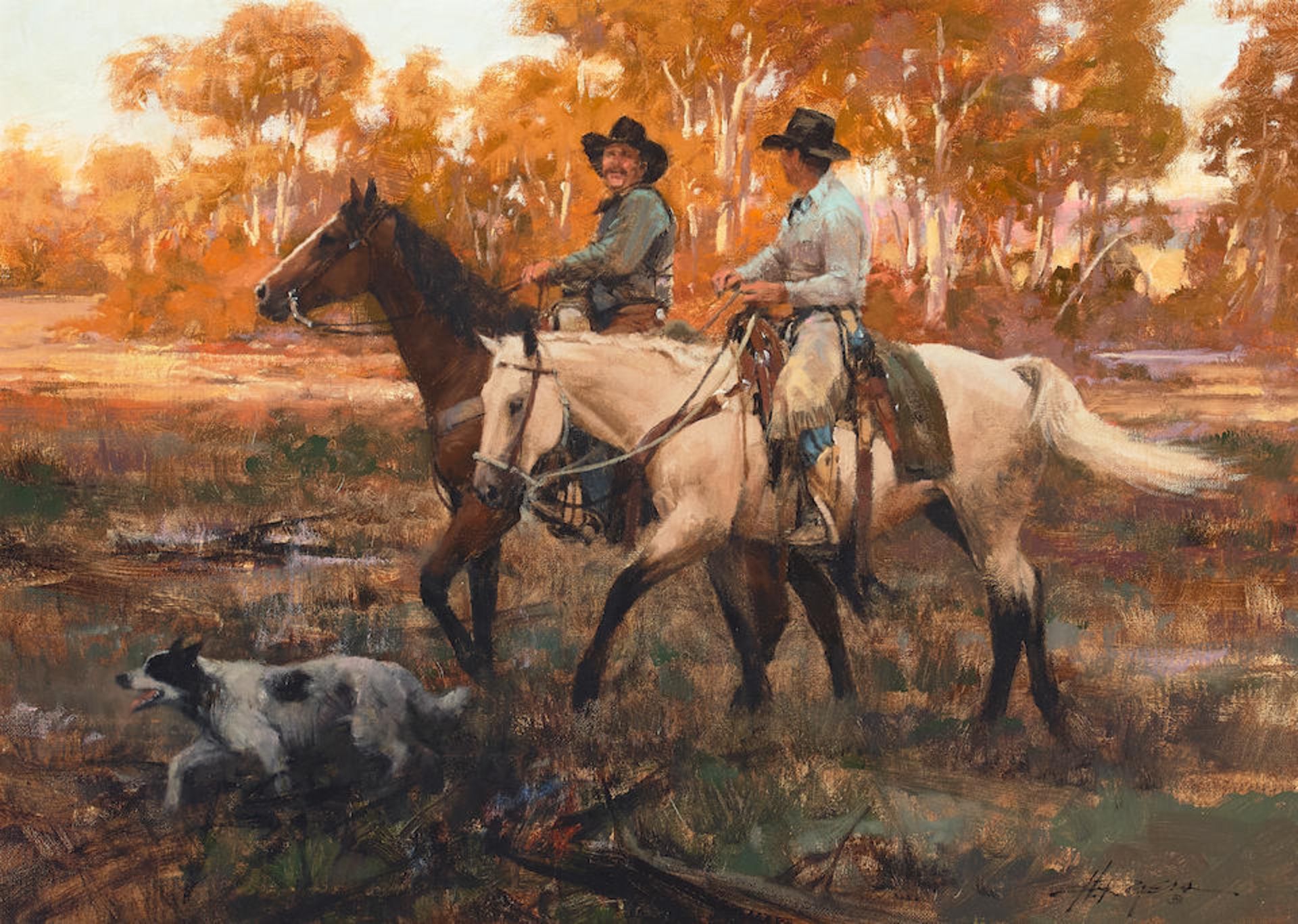 Howard Rogers (born 1932) Good Company 20 x 28 in. framed 29 x 37 1/2 in.