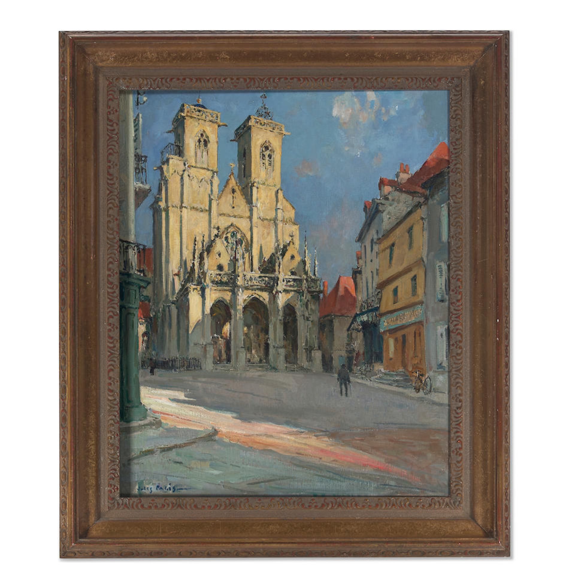 Jules Eugene Pages (1867-1946) Church at Semur-en-Auxois 24 x 20 in. framed 30 1/4 x 26 in. (Pai... - Bild 3 aus 3