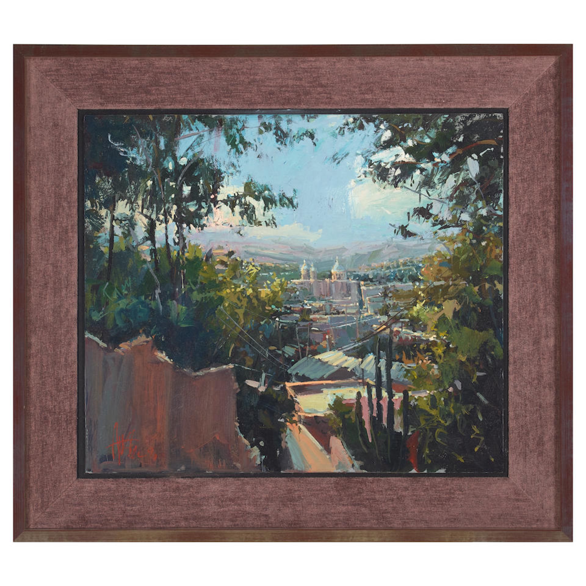 Ken Auster (1949-2016) San Miguel de Allende, Mexico 20 1/2 x 23 1/2 in. framed 29 x 31 in. - Bild 2 aus 2