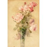 Franz Arthur Bischoff (1864-1929) Vase of Roses sheet 22 1/4 x 15 3/8 in. unframed