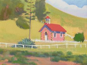 Arturo Tello (born 1954) Island Chapel 9 x 12 in. framed 14 1/2 x 17 1/2 in.