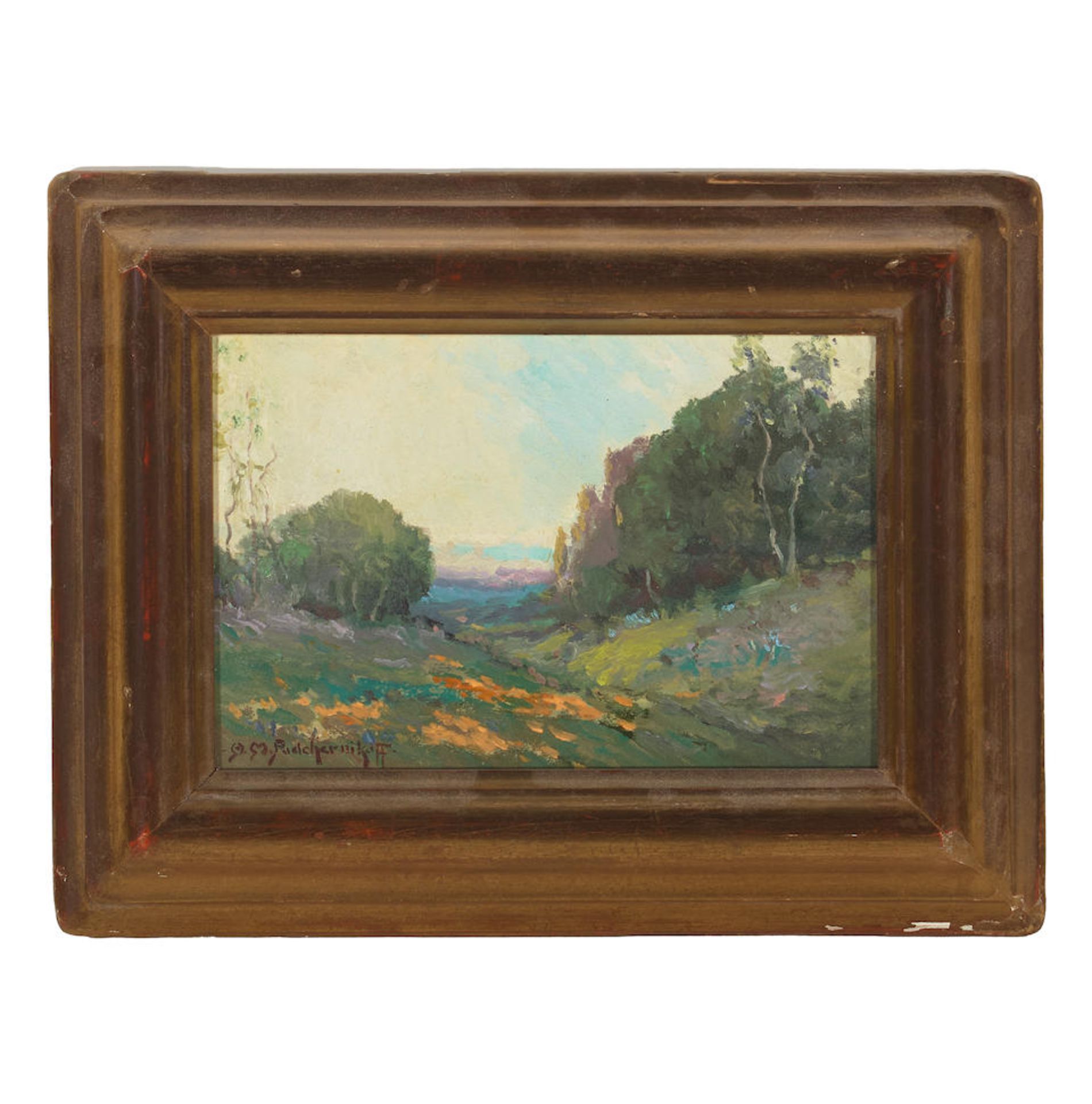 Alexis Matthew Podchernikoff (1886-1933) Hillside of Wildflowers 5 1/2 x 8 1/4 in. framed 9 x 11... - Image 2 of 2