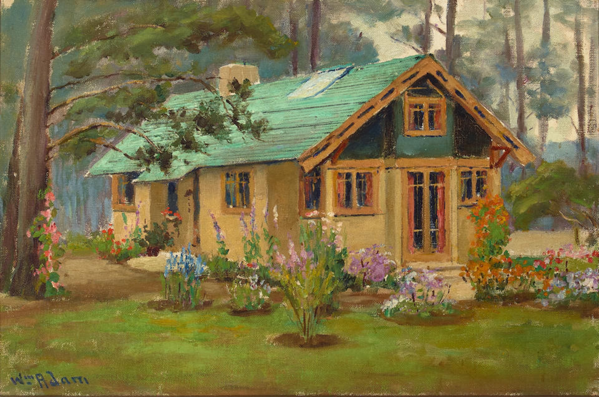 William Constable Adam (1846-1931) Carmel Cottage 12 x 18 in. framed 14 1/2 x 20 1/2 in.