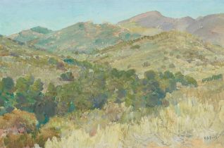 Charles A. Fries (1854-1940) Hills of Jamacha, McGinty Mountain 12 x 18 in. framed 17 x 23 in.