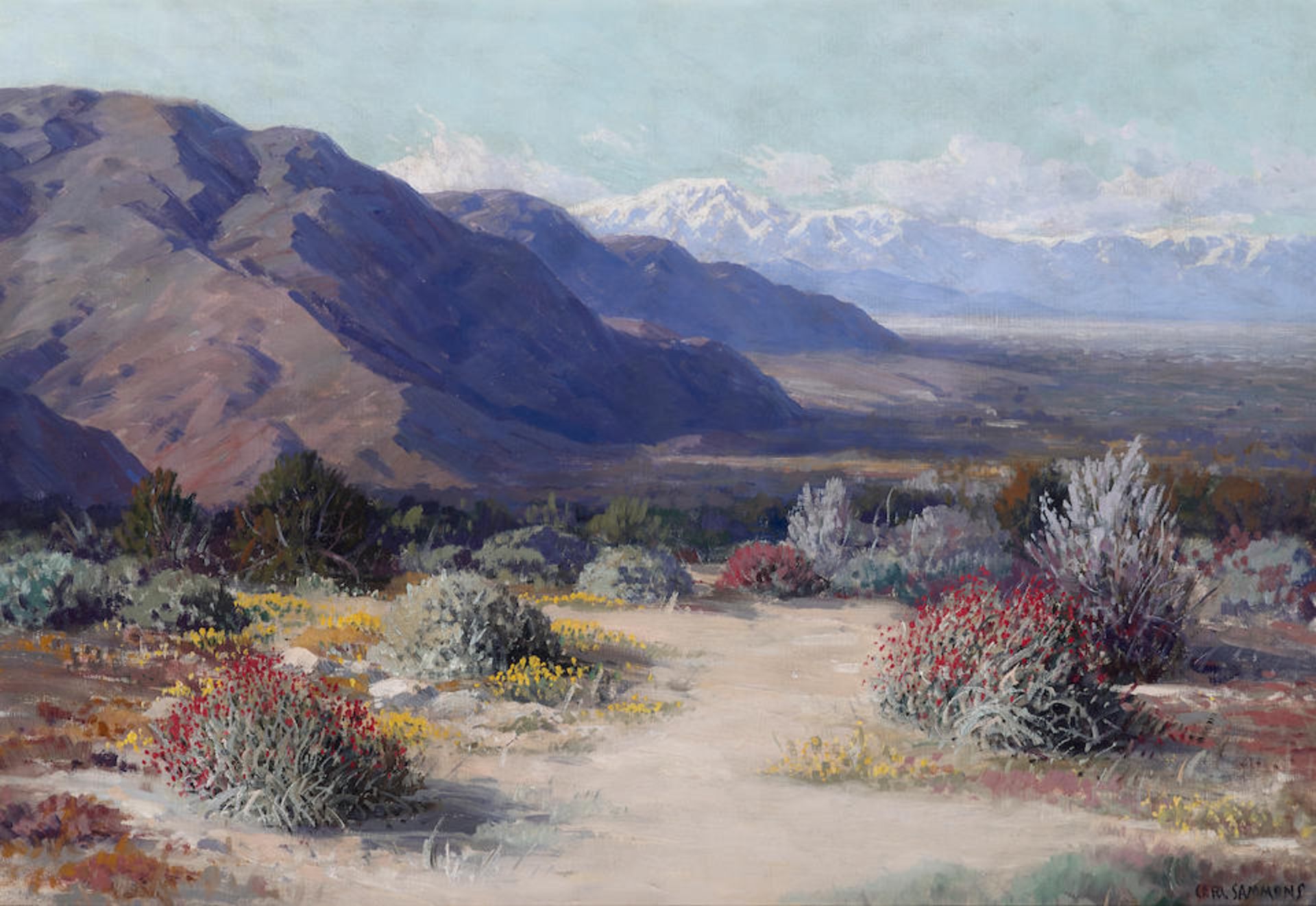 Carl Sammons (1883-1968) Desert Wildflowers 20 x 29 in. framed 26 1/4 x 35 1/4 in.