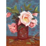 Conrad Buff (1886-1975) Pink Roses in a Vase 16 1/2 x 12 1/2 in. framed 22 1/2 x 18 1/4 in.
