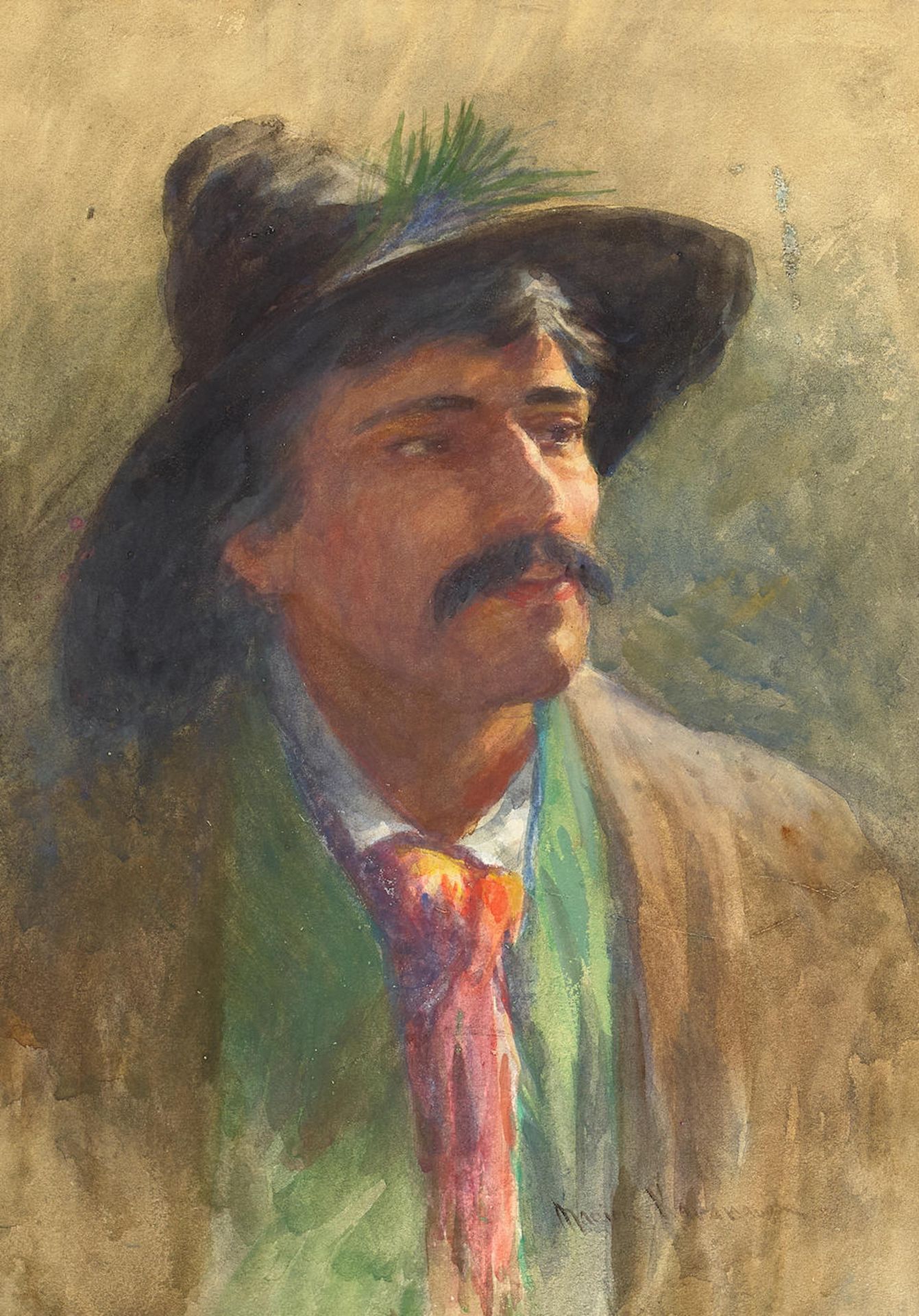 Marion Kavanagh Wachtel (1876-1954) Portrait of a Man (Believed to be Elmer Wachtel) sight 14 1/...