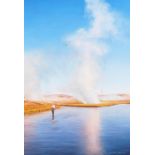 Adriano Manocchia (born 1951) Persistence and Some Luck (Firehole River) 9 x 13 in. framed 16 3...