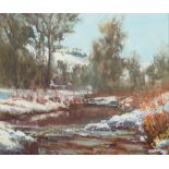 Jeffrey Carl Horn (born 1947) Snow Melt 10 x 12 in. framed 15 x 17 in.