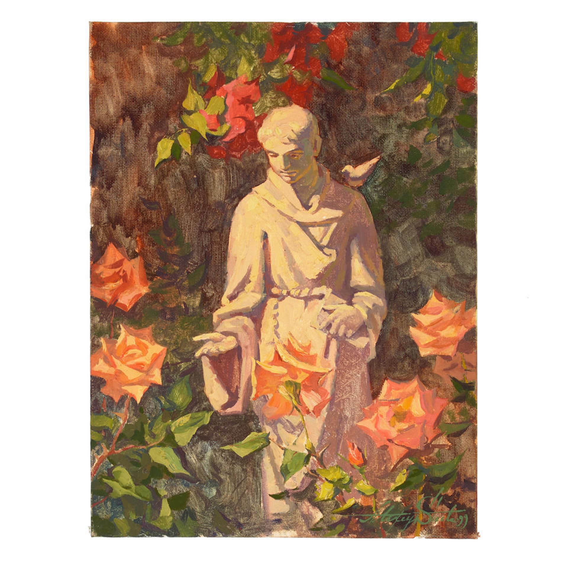 Alexey Steele (born 1967) Statue of St. Francis (San Juan Capistrano) 12 x 9 in. unframed - Image 2 of 2