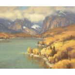 Scott Christensen (born 1962) Glacier Park Mountain Landscape 30 x 36 in. framed 37 1/4 x 43 1/2...