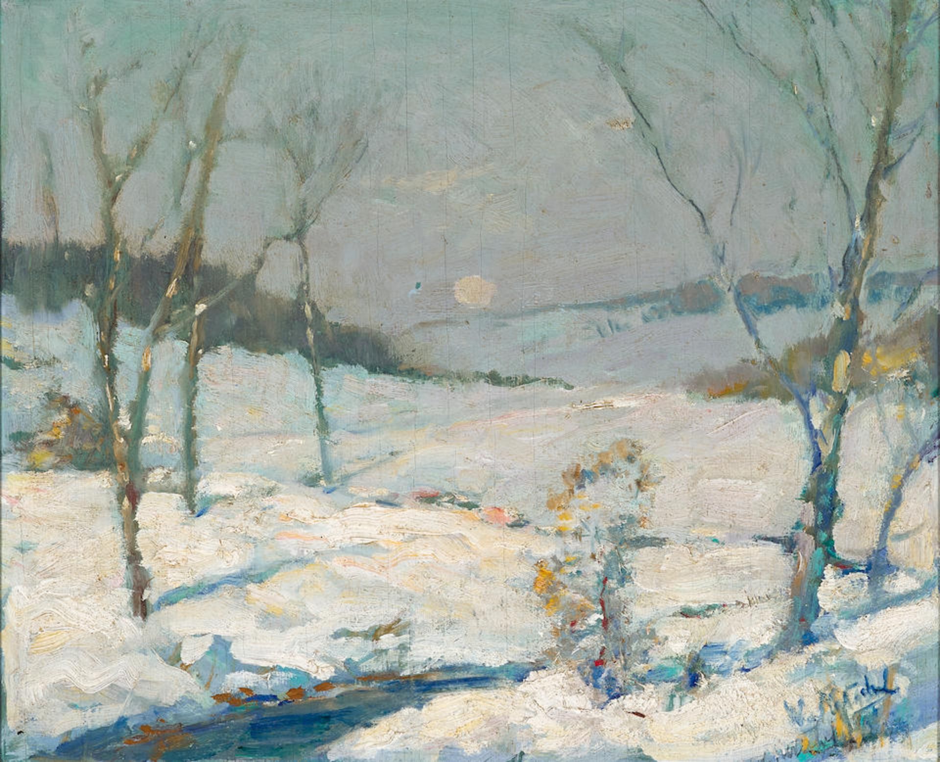 William Ritschel (1864-1949) Moon Glow 9 1/4 x 11 in. framed 14 1/2 x 16 1/2 in.