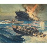 Duncan Gleason (1881-1959) Vosper P.T.s in Action and Crash Boats - Army Rescue Craft in Action ...
