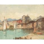 Maurice Braun (1877-1941) Waterfront Buildings 16 x 20 in. unframed