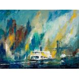 Jack Laycox (1921-1984) Morning Ferry 30 x 40 in. framed 38 3/4 x 49 in.