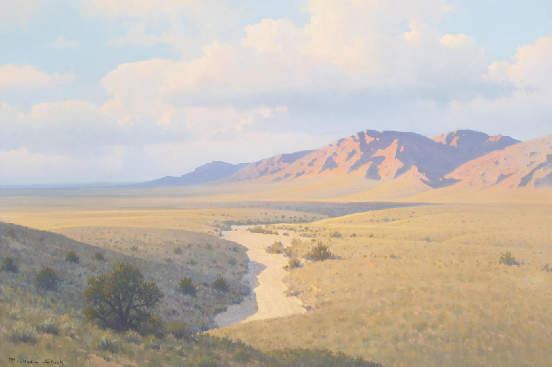 Michael Stack (born 1947) Manzano's in Late Afternoon Light (New Mexico) 20 x 30 in. framed 28 x...