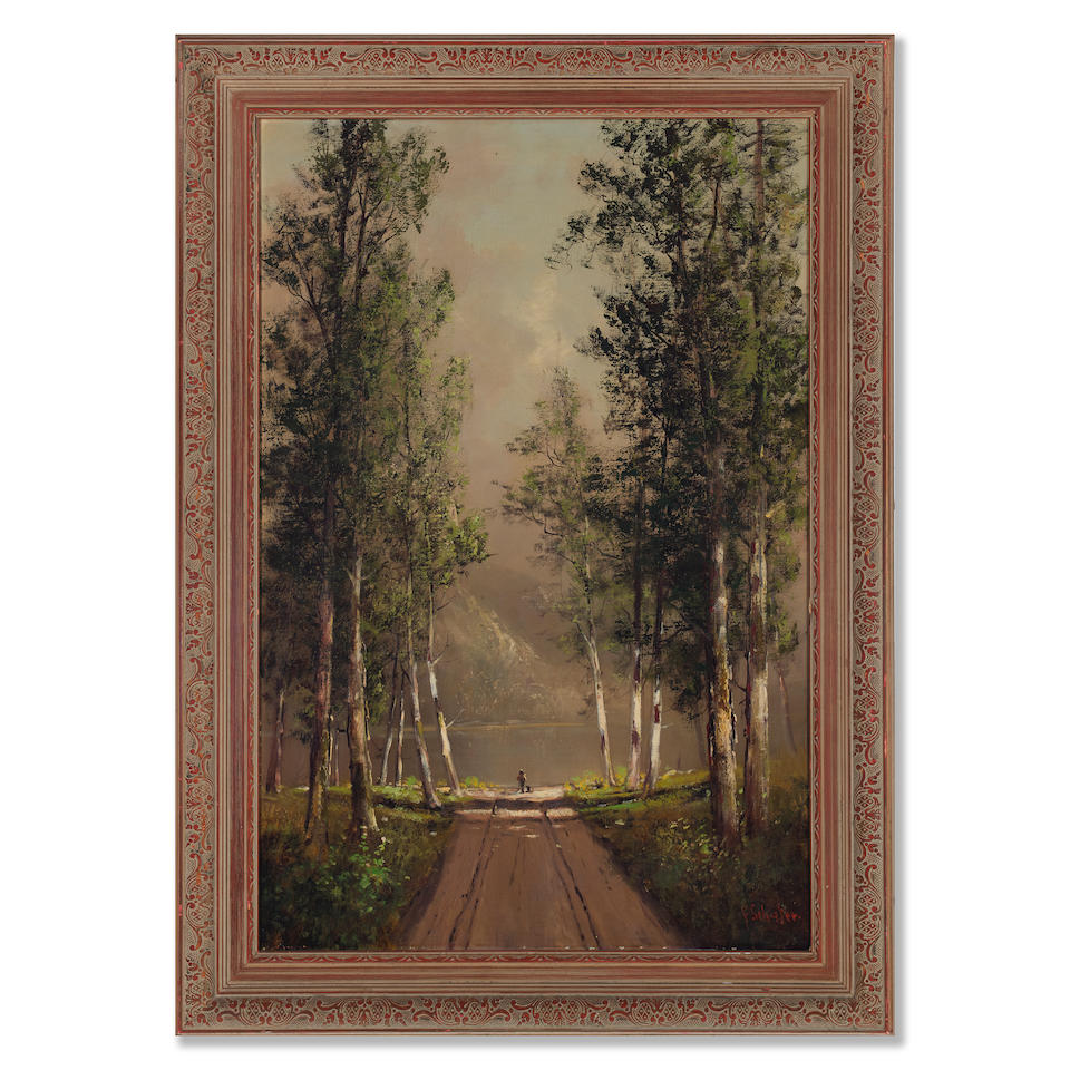 Frederick Schafer (1839-1927) Road through the Trees 30 x 20 in. framed 35 1/2 x 25 1/2 in. - Image 3 of 3