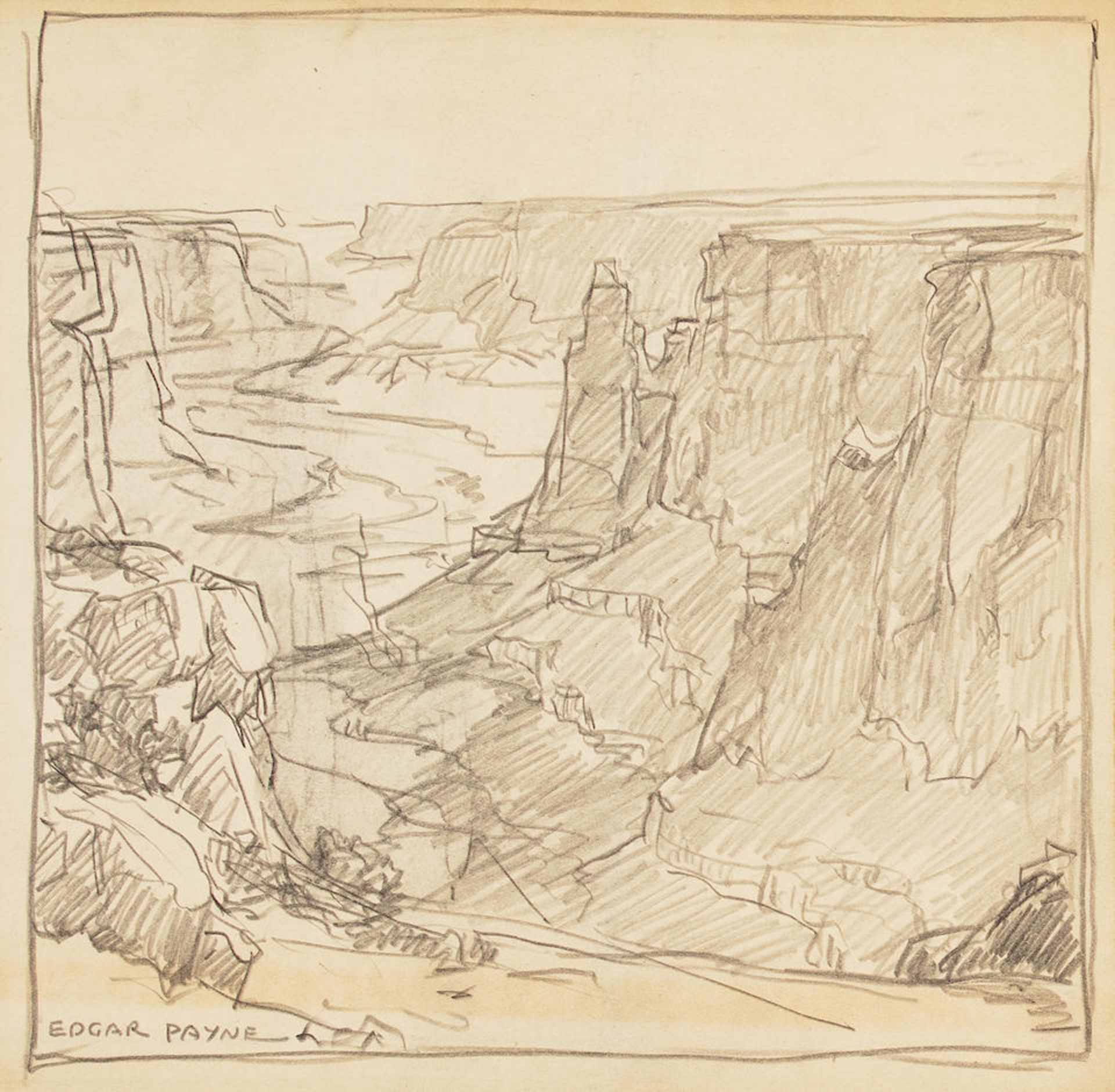 Edgar Payne (1883-1947) High Sierras Slope and Canyon Landscape (a group of two) first 8 1/2 x 1... - Image 2 of 2