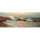 Richard Dey De Ribcowsky (1880-1936) Coastal Sunrise 18 x 47 3/4 in. framed 25 1/2 x 55 1/2 in.