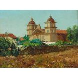 Theodore Wores (1859-1939) Santa Barbara Mission 9 1/2 x 12 1/4 in. framed 14 1/4 x 17 1/4 in.