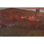 Charles Rollo Peters (1862-1928) European Village 18 x 27 in. framed 24 1/2 x 33 in.