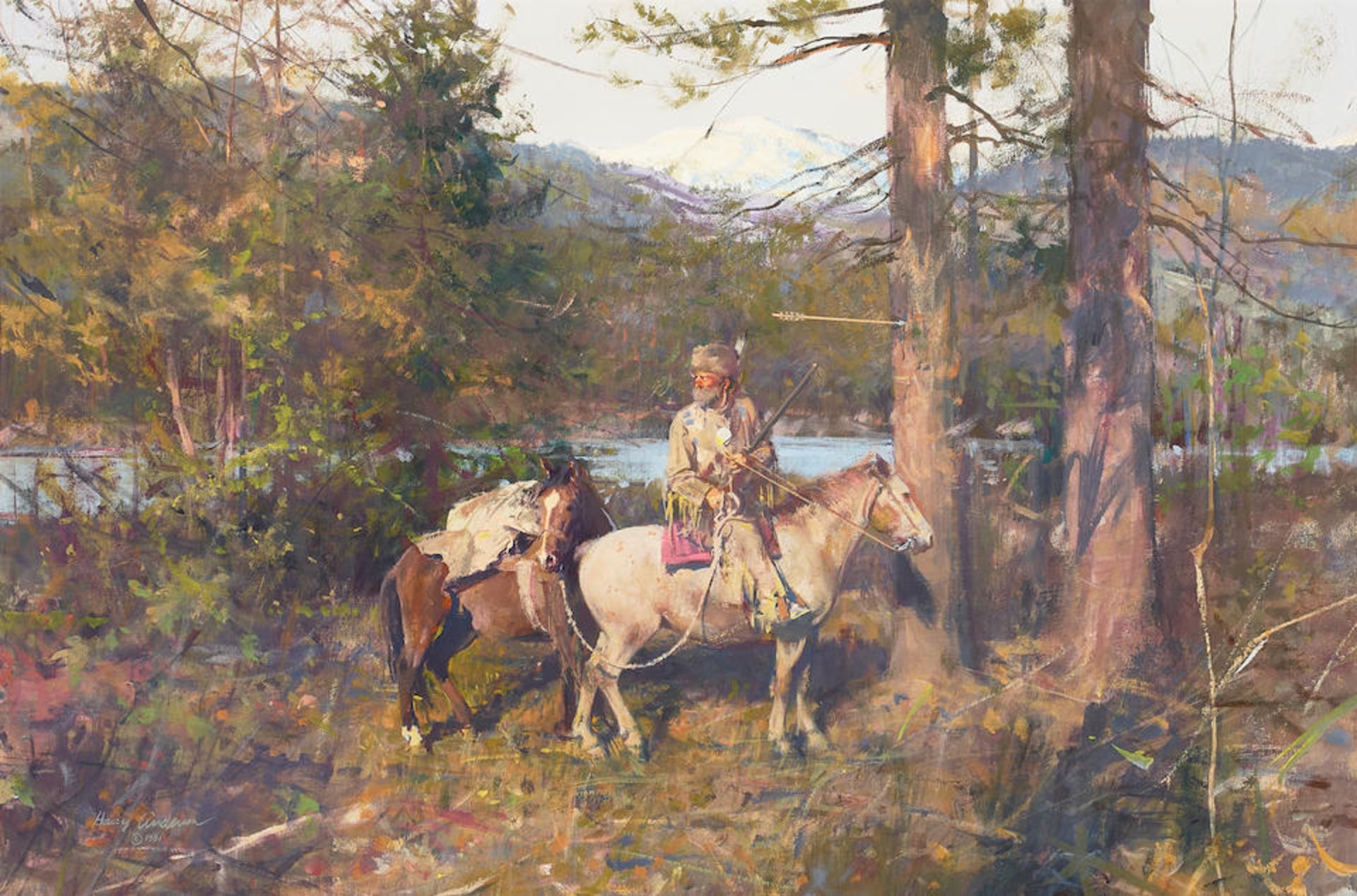 Harry Anderson (1906-1996) Trapper 20 x 30 in. framed 28 3/4 x 39 in.