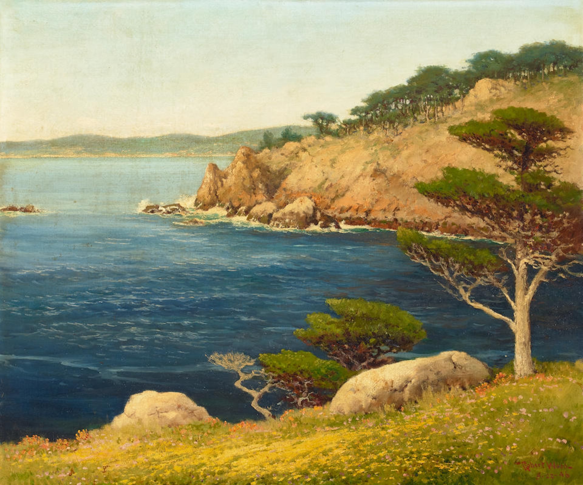 Robert William Wood (1889-1979) Carmel-by-the-Sea 25 x 30 in. framed 30 1/2 x 35 1/2 in. - Image 2 of 4