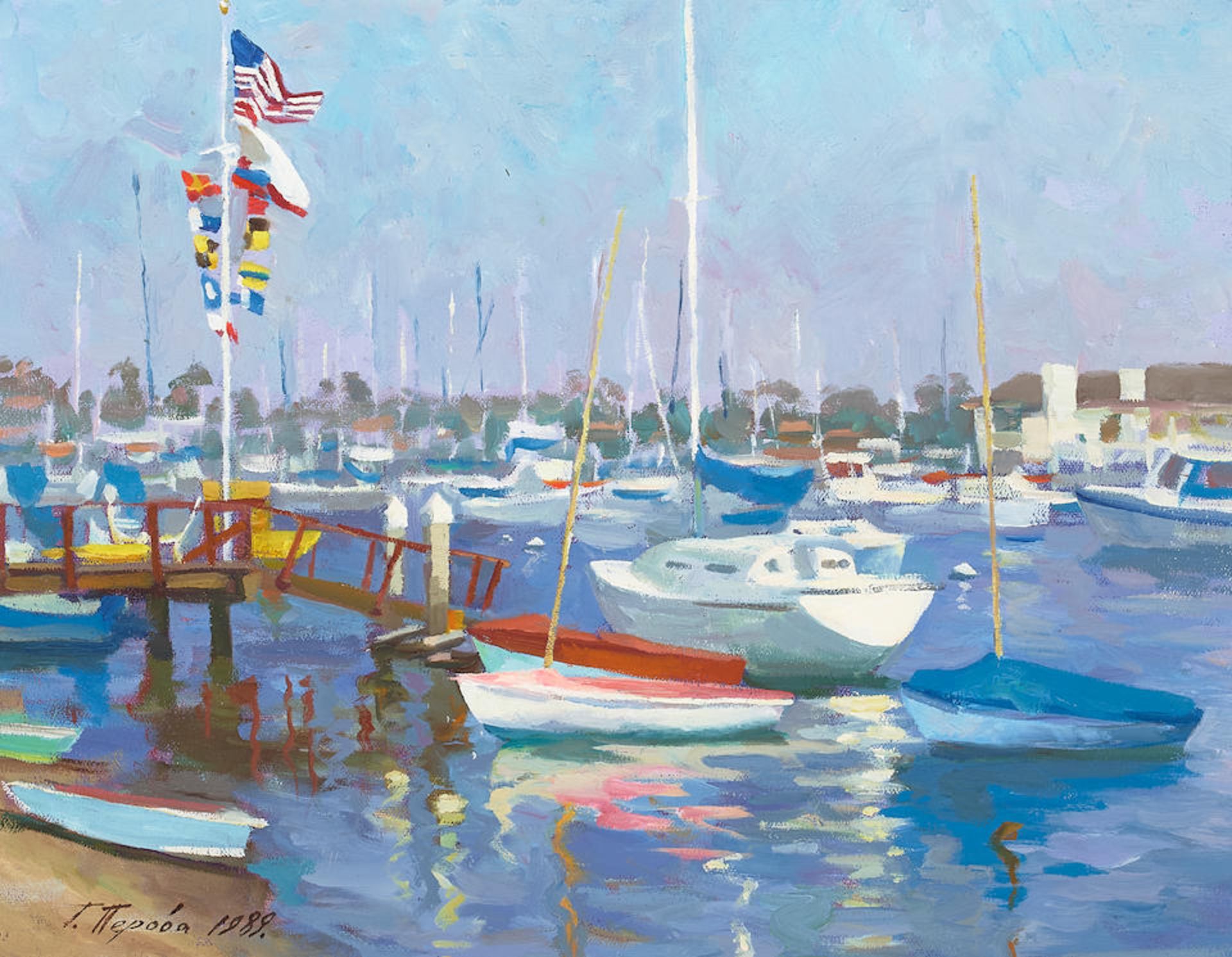 Galena Perova (20th Century) Balboa Bay 14 x 18 in. framed 19 1/2 x 23 1/2 in.