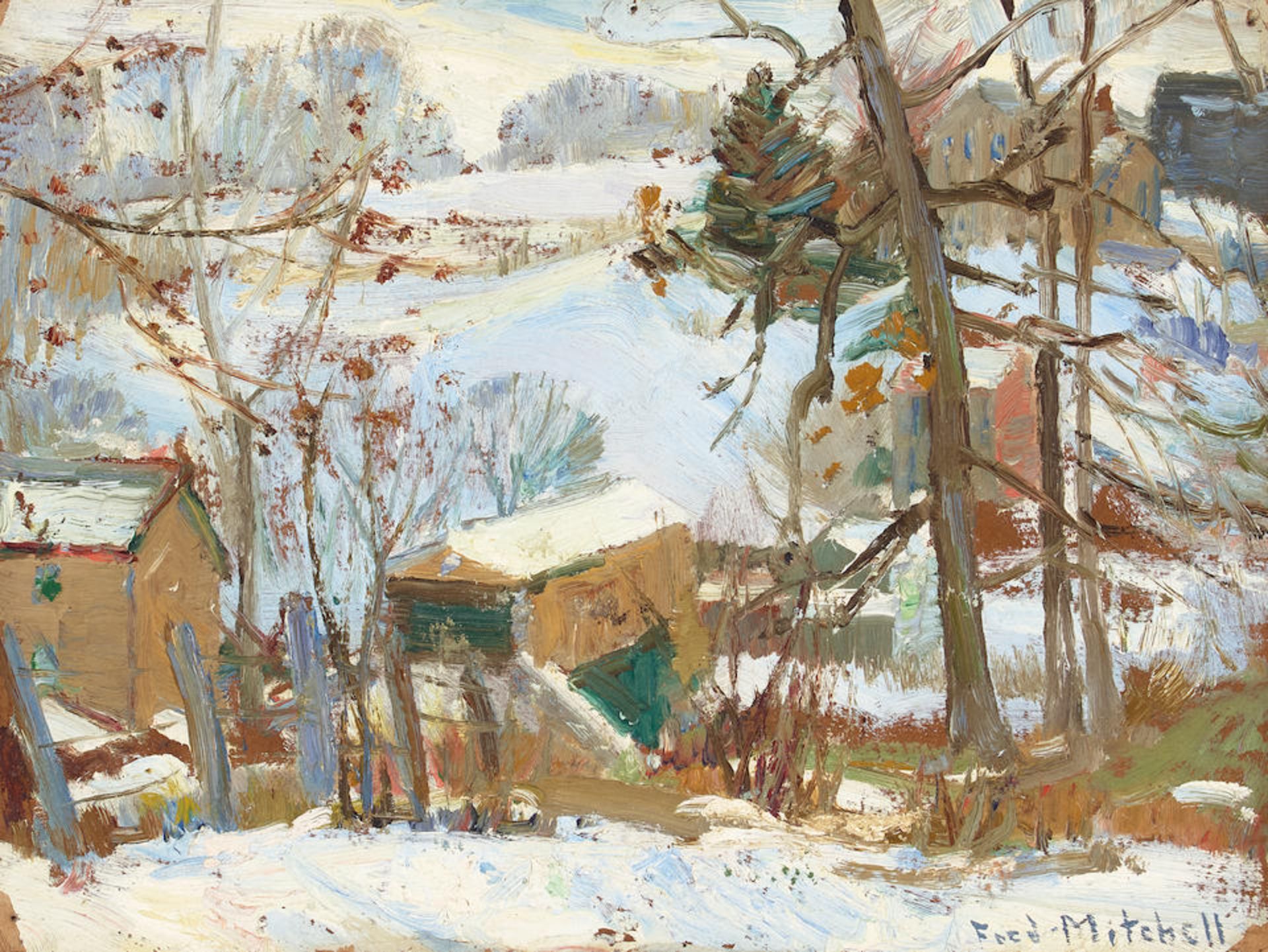 Alfred R. Mitchell (1888-1972) Winter in Old Pennsylvania 9 x 12 in. unframed