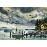 Ralph Hulett (1915-1974) View of San Francisco from Sausalito sight 21 1/2 x 29 3/4 in. framed 3...