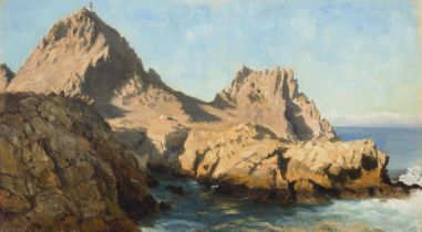 Ludmilla Pilat Welch (1867-1925) Farallon Islands 10 1/2 x 19 in. framed 17 x 25 1/2 in.