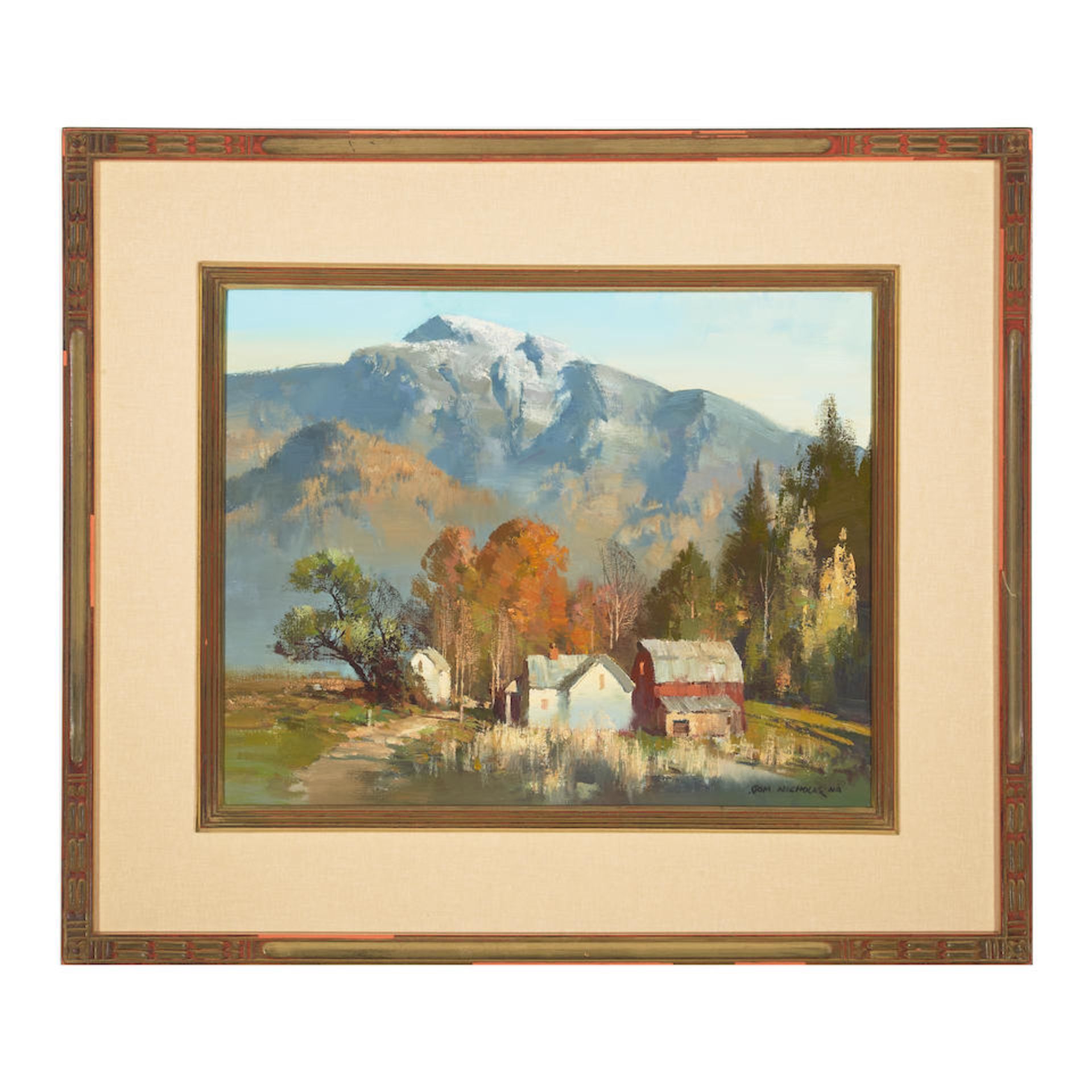 Thomas Andrew Nicholas (born 1934) Below the Mountain 16 x 20 in. framed 26 x 29 1/2 in. - Image 2 of 2