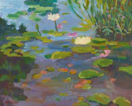 Tom Hoon (20th Century) Waterlilies 8 x 10 in. framed 11 x 13 in.