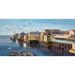 Filastro Mottola (1915-2008) Fisherman's Wharf, Monterey, California 24 x 48 in. framed 31 x 55 in.