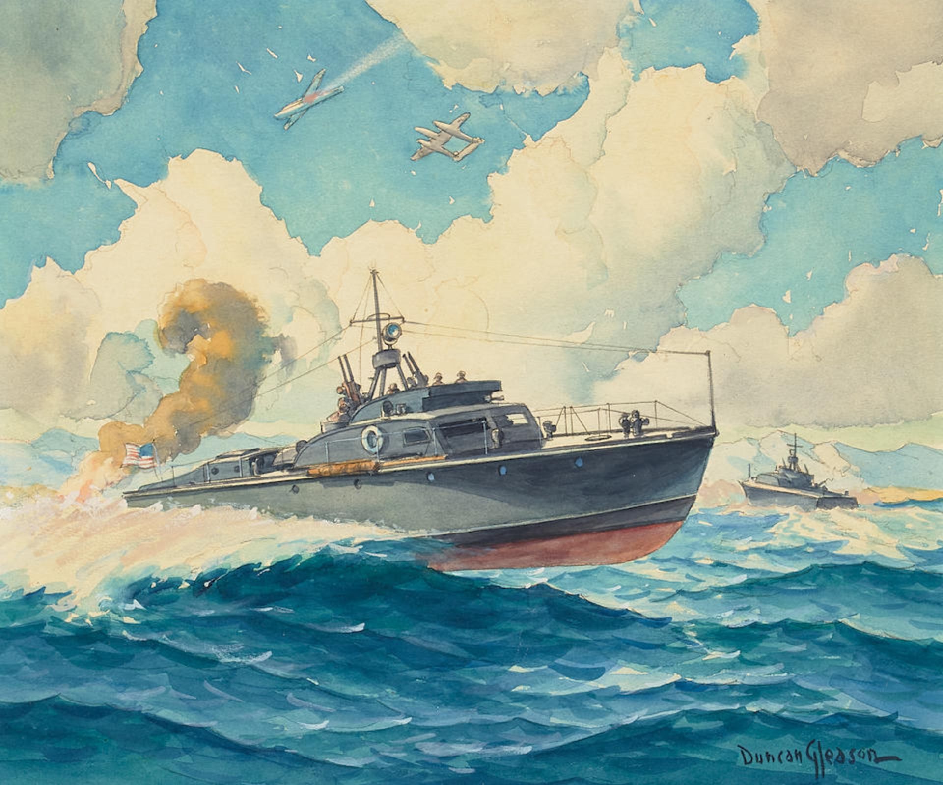 Duncan Gleason (1881-1959) Vosper P.T.s in Action and Crash Boats - Army Rescue Craft in Action ... - Bild 3 aus 4