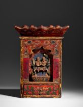 A POLYCHROMED WOOD SHRINE TO CHITIPATI TIBET, 19TH CENTURY