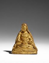 A GILT COPPER ALLOY FIGURE OF ARHAT AJITA TIBET, 18TH CENTURY