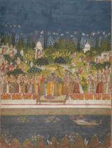 AN ILLUSTRATION TO A KRISHNALILA SERIES: KRISHNA CAVORTING WITH THE GOPIS BY A LAKE KISHANGARH, ...