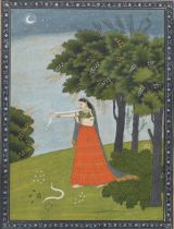 AN ILLUSTRATION FROM A NAYIKA SERIES: VIPRALABDHA NAYIKA KANGRA, EARLY 19TH CENTURY