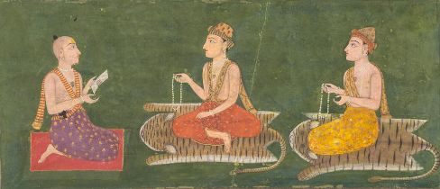 A PRINCE CONFERING WITH TWO SHAIVITE SAINTS NORTH INDIA, LATE 18TH CENTURY