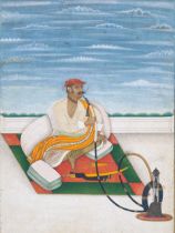 A RAJA SMOKING A HUQQA SOUTH INDIA, MYSORE, EARLY 19TH CENTURY