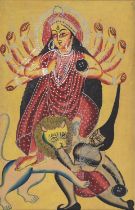 A GROUP OF SIX KALIGHAT PAINTINGS OF HINDU GODS AND GODDESSES CALCUTTA, LATE 19TH CENTURY