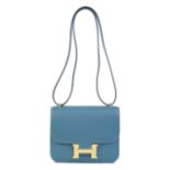 Herm&#232;s: a Bleu Jean Epsom Leather Mirror Constance III 18 2023 (includes internal mirror, f...