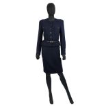 Karl Lagerfeld for Chanel: a Navy Boucl&#233; Skirt Suit Spring 1995